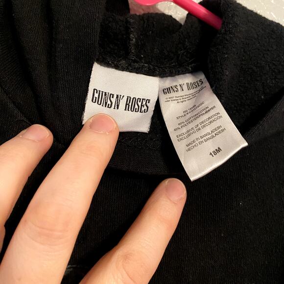 Guns N Roses Toddler Hoodie Shirt 18 Months Black Long Sleeve Graphic Baby Top - Picture 3 of 5